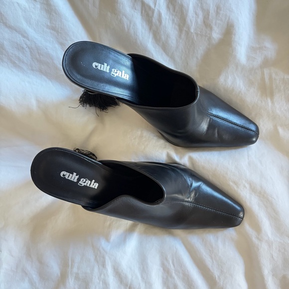 Cult Gaia // Tassie Mule Black Heels with Tassels - Picture 3 of 7